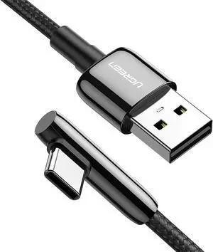 USB C Cable 90 Degree Right Angle USB A to Type C Fast Charging Braided Cord Compatible with iPad Mini 6 Air 4 Samsung Galaxy S21 Note 20 Z Flip Z Fold LG V60 Moto Z Z3 Nintendo Switch 3FT