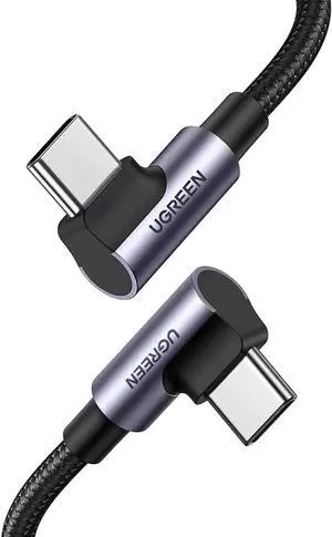 USB-C to USB-C Cable 90 Degree 100W PD Fast Charging Cord for Apple MacBook Pro Air Huawei Matebook iPad Pro 2020 Chromebook Pixel 4 XL Samsung Galaxy S20 S10 Note 10 Switch (10ft)
