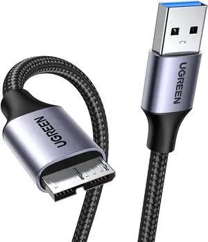 Micro USB 3.0 Cable, USB 3.0 A to Micro B Cord Nylon Braided External Hard Drive Cable Compatible with Samsung Galaxy S5, Note 3/Pro 12.2, Western Digital, Toshiba, My Passport, etc 6 FT