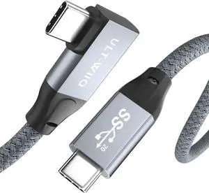USB C 3.2 Gen2x2 Cable 100W, 20Gbps Updated 90 Degree Right Angle USB C to C 3.2 Cable, 4K@60Hz Video Cord with E-Marker for Thunderbolt 3/4, Oculus Quest, iMac, MacBook, iPad Pro, Dell XPS (3.3 Ft)