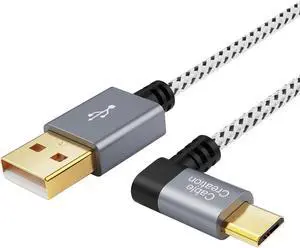 [2-Pack] 6.5 Feet Right Angle USB 2.0 Braided Cable, 90 Degree Vertical Right USB 2.0 A Male to Micro USB Male with Aluminium Case,2 Meters, Space Gray