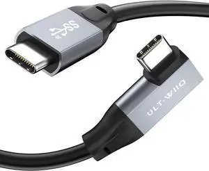 USB C to USB C 3.2 Gen2x2 Cable 100W, 20Gbps Right Angle 4K@60Hz Video Cord, Super Soft 90 Degree Type-C Data Cable with E-Marker for Thunderbolt 3/4, MacBook, iPad Pro, Oculus Quest, Switch (9.9FT)