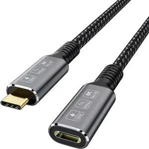 USB4 8K Cable 0.8M Thunderbolt 4 Compatible USB 4 Type-c Male to Female Extension Cable Ultra HD 8K@60Hz 100W Charging 40Gbps Data Transfer Compatible with External SSD eGPU