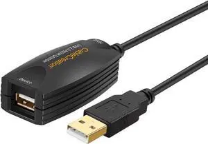 Active USB 2.0 Extension Cord (16.4 FT Long), USB A Male to A Female Repeater Cable for Oculus Rift, Printer, Scanner, Keyboard, Game Console, Security Camera, Black, 5 Meters