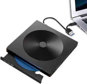 External CD DVD Drive USB 3.0 Type-C Slim Portable DVD/CD ROM +/-RW Optical Drive Burner Writer for MacBook Pro/ Air, iMac, Windows/ Linux/ Mac Laptop Desktop,YX-008 Black