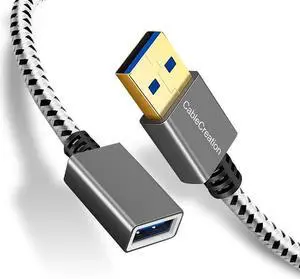 [2-Pack] Short (3.3ft) USB3.0 Extension Cable, USB 3.0 A Male to Female Extender for Oculus VR, Playstation, Xbox, Keyboard, Printer, Scanner Space Gray Aluminum