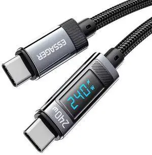240W USB C Cable, Super Fast Charging 6.6ft, PD 100W PPS45W with LED Display Nylon Braided 5A E-Marker for MacBook, iPad, iPhone 16 15 Pro Max, Galaxy S24/S23 Ultra, Pixel and More