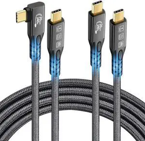 2Pack 20Gbps/240W/USB C 3.2 Gen 2 Cable90 Degree Cable 6.6FT+ Straight Cable 6.6FT, 4K@60Hz Video and Audio Output Cord, 48V/5A USB C Male Cable, Suport Thunderbolt 3 for MacBook Pro,Monitor
