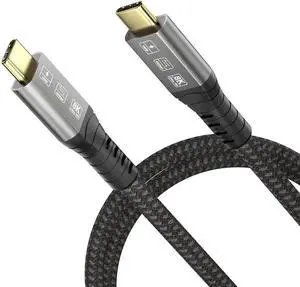 USB4 Cable Compatible with Thunderbolt 3 4 1.8M 6FT 8K 5K Extension Cable M/M USB-C 8K@30Hz 4K 60Hz Video 40Gbps Data Transmissions Rate 20V 5A 100W Power Delivery