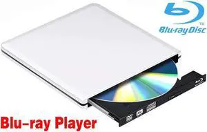 External DVD Blu-Ray Player Drive, USB 3.0/Type-C Portable CD/DVD Player for Laptop CD Drive Reader Writer Burner for Laptop Desktop PC Windows Linux Apple Mac Silver