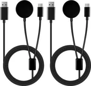 2 Pack Galaxy Watch 7 Charger, 3.3FT 2 in 1 USB-C Magnetic Wireless Charging Cable Cord Compatible with Samsung Galaxy Watch 7/6 /6 Classic/5 Pro/5/4 /4 Classic/3/Active