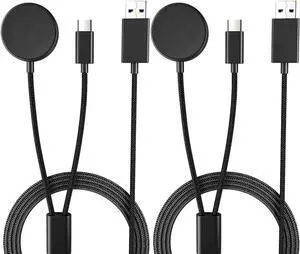 Compatible with Samsung Galaxy Watch 6 Charger Cable 2 in 1 Charging Cable for Galaxy Z Flip5/Z Fod5/Z Flip4/Fod4/S23/ S22/S21/S20 Galaxy Watch 6/6 Classic/5/4/3/Active Watch(2 Pack)