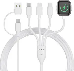 4 in 2 Multi Charging Cable for Apple Watch Charger,USB C Cable Universal Travel Charger with L/Type C Compatible with iPhone 16 15 14 13 iWatch Series 10/9/8/7/6/5/4/3/2/1 Galaxy S23 S22