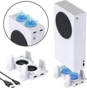 Cooling Stand Compatible with Xbox Series S Dual Purpose Cooling Fan Cooler System Dock Station Accessories 3 Level Adjustable Speed & 2 Extra USB Ports (Only Compatible with Xbox Series S)