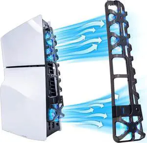 Cooling Fan for PS5 Slim, High-Speed Rotational Cooling System with Blue LED Light, Quiet Cooler Accessories for PS5 Slim Digital & Discs Edition with USB 3.0 Port
