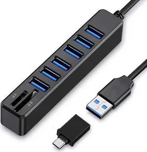 USB Hub USB Splitter 6 Port HUB Combo External USB 2.0 HUB + SD Card Reader Multifunction for Mac Pro/Mini iMac Ps4 Surface Pro XPS PC Flash Drive