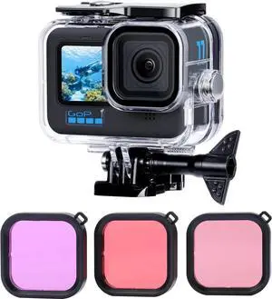 Waterproof Dive Case Housing for Gopro Hero 13/12/11/10/9 Black Action Camera Accessories with 3 Pack Underwater Filter Diving Protective Shell