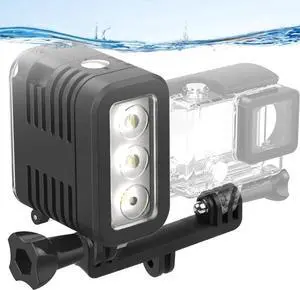 Diving Light High Power Rechargeable Dimmable Waterproof LED Video Light Fill Night Light for GoPro Hero 12/11/10/9/8/7/5/6/5/4/3+/3/2 Fusion Session SJCAM AKASO DJI OSMO Action Camera