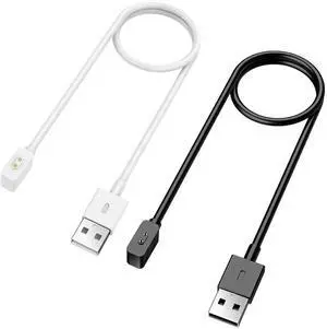 2 Pack Charger Compatible with Redmi Watch 5/4/Watch 3 Active/Watch 3 lite, 3.3Ft Portable Charging Cable for Xiaomi Smart Band 9/9 pro/8/8 Pro/Active, White and Black