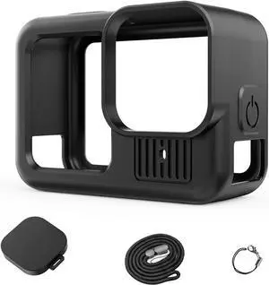Silicone Case Suitable for GoPro Hero 13 Black, Silicone Rubber Soft Case Protector Cover with Lens Cover Cap Lanyard Accessories Bundle Kit for Hero 13 Black Action Camera