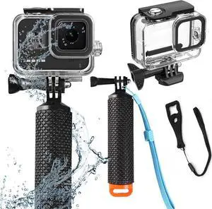 Compatible for Go Pro Hero 8 Black Waterproof Housing Case 60M/196FT Protective Underwater Dive Case Shell with Cameras Handle Mount Accessories Kit