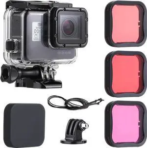 45m Underwater Waterproof Dive Housing Case with 3-Pack Dive Filters for GoPro Hero 5 6 7 Black Hero (2018) - Include Backdoor, Quick Release Buckle, Thumb Screw, Tripod Adapter, Lens Cap