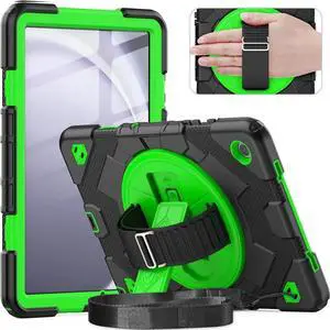 Case for Galaxy Tab A9 Plus 11 inch (SM-X210/X216/X218 Case). Protective Tablet Cover with Screen Protector, 360° Rotating Stand, Hand & Shoulder Strap Green