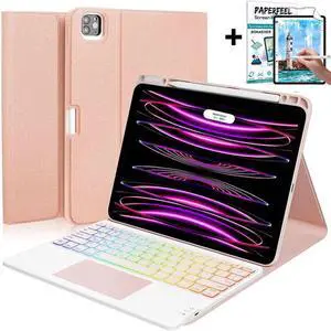 Touchpad Keyboard case for iPad Air 11 Inch M3 M2 2025 2024 iPad Pro 11 Inch 2022 2021 2020 2018 iPad Air 5th 4th Gen 10.9 Bluetooth Keyboard Smart Cover with 7 Color Backlit Pencil Holder Sc