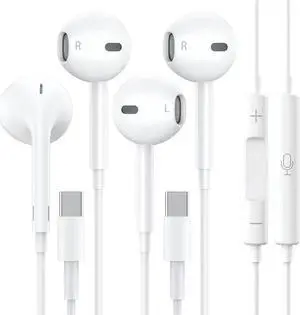 2 Pack USB C Headphones / Type C Earbuds Earphones Wired with Microphone & Remote Control Noise Cancelling Headsets for Samsung Galaxy S23/S22/S21/S20 Note 20 Google Pixel 7/6/6a/5/4 More