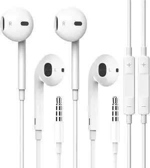 2 Pack Headphones Wired Half in-Ear Wired Earbuds Bass Standereo Built-in Call Control Button Earphones Compatible with MP4 MP3 iPhone 6 6S iPod iPad Android All 3.5mm Plug Audio Devices