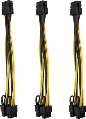 3 Packs GPU VGA PCIe 8 Pin Female to Dual 8 Pin (6+2) Male PCI Express Adapter Splitter Power Cable 9 inch
