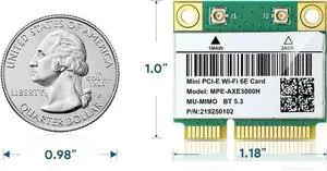AX210HMW WiFi Card, Wi-Fi 6E Laptop Wireless Card Mini PCIE Interface, Tri-Band Wireless Module for Laptop, 802.11AX WiFi Adapter with Bluetooth 5.3, MU-MIMO, Supports Windows 11/10 (64bit)/Linux