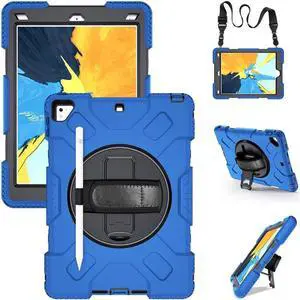 Case for iPad 6th 5th Generation 9.7 inch 2018 2017 / iPad Pro 9.7 / iPad Air 2 Protective Cover with 360° Rotating Stand, Hand/Shoulder Strap, Pencil Holder Blue Case for iPad 6th 5th Generation 9.7 inch 2018 2017 / iPad Pro 9.7 / iPad Air 2 Protective Cover with 360° Rotating Stand, Hand/Shoulder Strap, Pencil Holder Blue