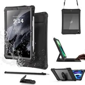 Waterproof Case for iPad Air 11 inch M3 M2 2025 2024 & iPad Air 5th & 4th Gen 10.9 inch 2022 2020 with Screen Protector/Shoulder Strap/Pencil Holder/Stand, Shockproof Premium Protective Cover
