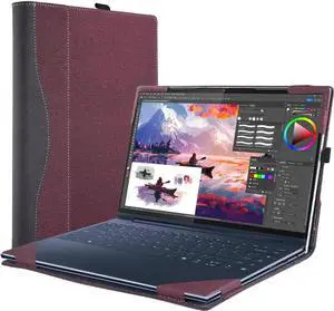 Laptop Case Cover for 14 inch Lenovo Yoga 9 2-in-1 14ILL10 / 14IMH9 & Yoga 9i 2-in-1 Gen 9 & Yoga Slim 9i Gen 10,PU Leather Notebook PC Protective Sleeve with Pen Holder Wine Red