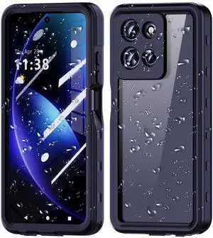 for Motorola Moto G 5G 2024 Waterproof Case, Dustproof Shockproof Cover with Built-in Screen Protector, Full Body Underwater Protective Phone Cover Black