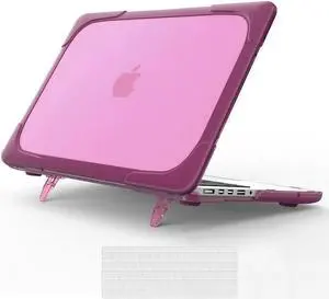 for MacBook Pro 15 inch with Retina Dispaly Model A1398 2012-2015 Release, Keyboard Cover Heavy Duty Plastic Hard Shell Case with Fold Kickstand, Keyboard Cover Purple