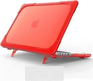 for MacBook Pro 15 inch with Retina Dispaly Model A1398 2012-2015 Release, Keyboard Cover Heavy Duty Plastic Hard Shell Case with Fold Kickstand, Keyboard Cover Red