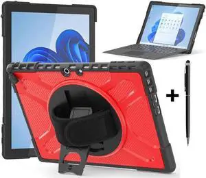 for Microsoft Surface Pro 11 Pro 10 Pro 9 Case 13 inch Rugged Protective Case for Surface Pro 11 10 9 with Rotating Stand & Hand Strap Pen Holder Compatible with Type Cover Keyboard + Stylus