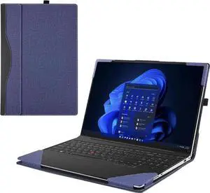 Laptop Cover Case for 14 inch Lenovo Thinkpad X1 Carbon Gen 12 & ThinkPad X1 2-in-1 Gen 9, PU Leather Protective Sleeve Bag with Heat Dissipation Bracket, Pencil Holder Blue