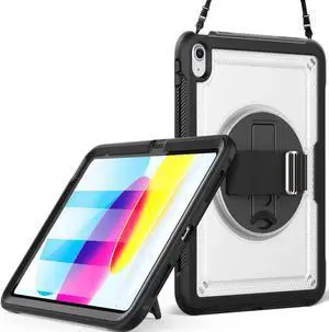 Case for iPad (A16) 11th Generation 11 Inch 2025, iPad 10th Generation 10.9 inch 2022 with Screen Protector, Foldable Stand, Pen Holder, Heavy Duty Shockproof Rugged Protective Cover Clear