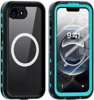 Waterproof Case for iPhone 16e, Shockproof Dustproof Built-in Screen Protector, Full Body Sealed Heavy Duty Protective Cover for iPhone 16e 6.1 Inches Black Blue