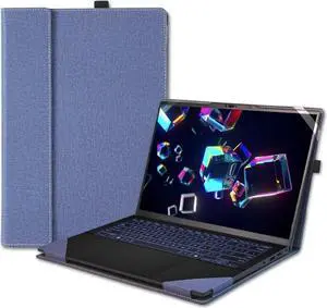 Laptop Cover Case for 14 inch ASUS Zenbook 14 OLED UX3405 UM3406 & for Vivobook S 14 OLED S5406 M5406,PU Leather Protective Sleeve Bag with Heat Dissipation Bracket Blue