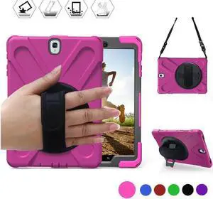 For Samsung Galaxy Tab S2 8.0 inch 2015 Case Model SM-T710 SM-T713 SM-T715 Protective Cover with 360 Degree Swivel Stand and Strap Shoulder Strap