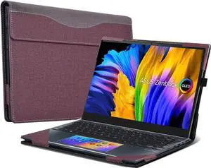 Laptop Cover Case for 14 inch ASUS Zenbook 14X OLED Model UX5401 UX5401ZA UX5400 UX5400ZB UX5400ZF, PU Leather Laptop Case Wine Red