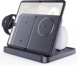 3 in 1 Foldable Wireless Charging Station for Google Pixel 9 Pro Fold/9 Pro/9/8 Pro/8A/7/6/5/4, Pixel Buds and Pixel Watch 1, 15W Wireless Charger Stand, Not for Pixel Watch 2nd