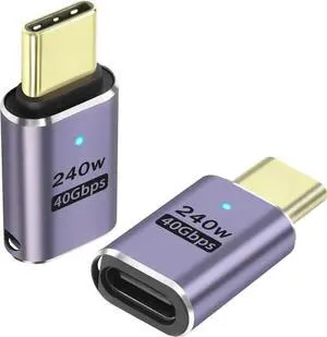 2 Pack USB4 C Adapter, 240W USB C Male to Female Extender Connector, USB 4 Type C 40Gbps Support 8K &60Hz Video Connector