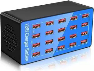 USB Charger Station, 20-Port 100W/20A Multiple USB Charging Station,Multi Ports USB Charger Charging for Smartphones,Tablets,and Other USB Devices