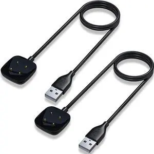 Compatible with Fitbit Sense & Fitbit Versa 3 Charger Replacement USB Charging Cable Dock Stand for Sense 2/Sense/Versa 4/Versa 3 Smartwatch, 2 Pack 3.3Ft Durable Portable Charger Dock Cord