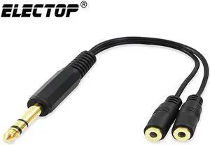1Pcs Electop Stereo Audio Splitter Cable 6.35mm Male to Dual 3.5mm Female TRS 1/4" to 1/8" Audio Adapter Convertor Y Splitter Cable